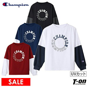 【40％OFF SALE】チャンピオン Champion 日本正規品 レディース Tシャツ 長袖 ロンT UVカット 速乾 抗菌防臭 サークルロゴプリント 袖配色切替デザイン ロゴワッペン付 2023 春夏 新作