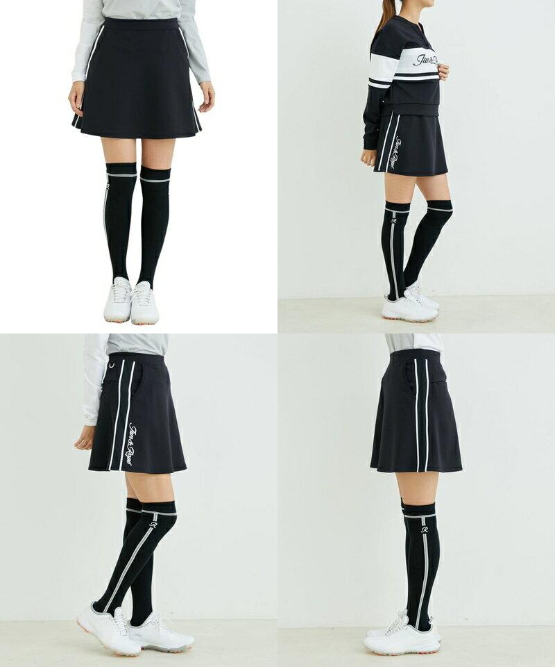 【70％OFF SALE】ジュン＆ロペ ジュンアンドロペ JUN＆ROPE レディース スカート フレアスカート ストレッチ ウエスト伸縮 ダンボールニット素材 ロゴプリント ゴルフウェア