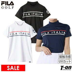 フィラ フィラゴルフ FILA GOLF レディース ハイネックシャツ 半袖 モックネックシャツ UVカット 接触冷感 吸汗速乾 ロゴプリント 2023 春夏 新作 ゴルフウェア