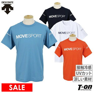 デサント DESCENTE メンズ Tシャツ 半袖 UVカット 接触冷感 吸汗速乾 MOVESPORT ロゴプリント 高機能素材 M〜4L 2023 春夏 新作