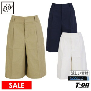 【30％OFF SALE】ゾーイ ZOY レディース パンツ ショートパンツ ハーフパンツ キュロットパンツ ワンタック 麻混紡 クールマックス 涼しい素材 ロゴワッペン 【送料無料】 2023 春夏 新作 ゴルフウェア