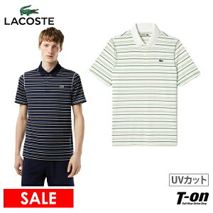 【40％OFF SALE】ラコステ スポーツ LACOSTE SPORT 日本正規品 メンズ ポロシャツ 半袖 UVカット 速乾 ウルトラドライ素材 ボーダー柄 ロゴワッペン レギュラーフィット 着丈長め 2023 春夏 新作 ゴルフウェア