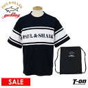 【50％OFF SALE】ポール＆シャーク PAUL＆SHARK 日本正規品 メンズ Tシャツ 半袖 クルーネック コットン100％ パネルボーダー柄 ロゴプリント ドロップショルダーデザイン White Mountaineeringコラボ 収納巾着付き 【送料無料】