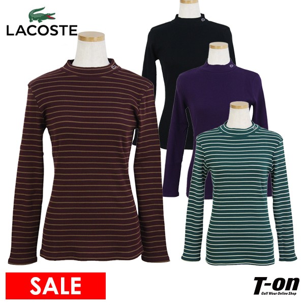 【30％OFF SALE】ラコステ LACOSTE 日本正規品 レディース ハイネックシャツ 長袖 モックネックシャツ リブ素材 コットン100％ ロゴワッペン インナーシャツにもなる