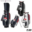 トミー ヒルフィガー ゴルフ TOMMY HILFIGER GOLF 日本正規品 メンズ レディース キャディバッグ スタンド式キャディバッグ 9型 46インチ対応 配色デザイン 3Dロゴ刺繍 型押し皮革調 【送料無料】 ゴルフ