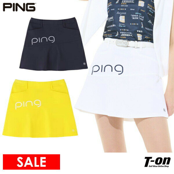 【30％OFF SALE】ピン PING レディース スカート ワッフルストレッチスカート 裾フレア切替デザイン ロゴプリント 2023 春夏 新作 ゴルフウェア