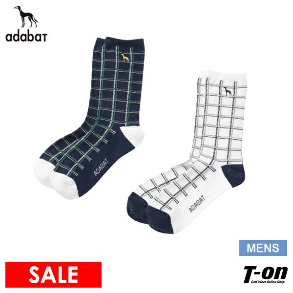 アダバット adabat メンズ ソックス 普通丈 チェック柄ソックス 2024 秋冬 新作 ゴルフ