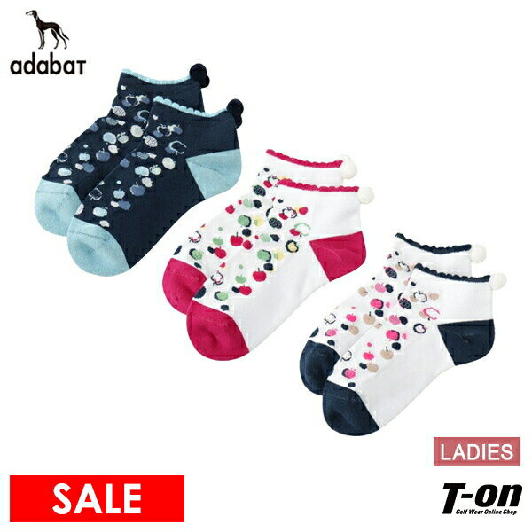 アダバット adabat レディース ソックス ぼんぼりつき スニーカー丈ソックス 2024 秋冬 新作 ゴルフ