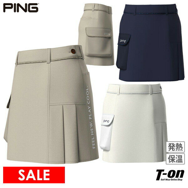 【30％OFF SALE】ピン PING レディース スカート 発熱 保温 ストレッチ カーゴポケット付 アシンメトリープリーツディテール ラメパイピング 2024 秋冬 新作 ゴルフウェア