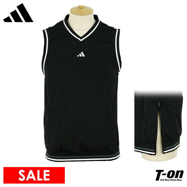 アディダス アディダスゴルフ adidas Golf 日本正規品 メンズ ベスト Vネック ストレッチ サイドファスナー開き仕様 メッシュ裏地付き 配色ラインリブ ワンポイントロゴ刺繍 【送料無料】 2024 秋冬 新作 ゴルフウェア