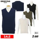 【30%OFF SALE】ブリーフィング ゴルフ BRIEFING GOLF メンズ ベスト Vネック 鹿の子編みニット 撥水 編地切替 バックロゴジャガード ...