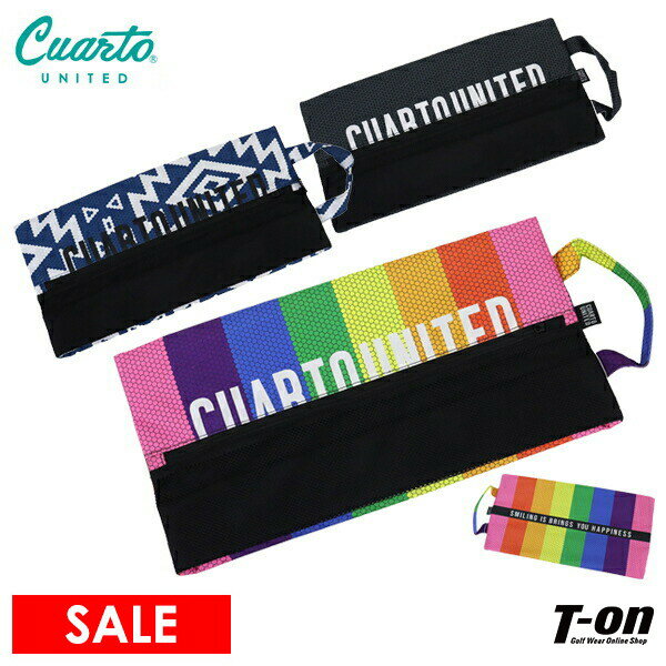 【30％OFF SALE】クアルトユナイテッド Cuarto UNITED メンズ レディース シューズケース シューズバッグ メッシュ切替 ハニカム柄 幾何学柄 ロゴプリント ゴルフ