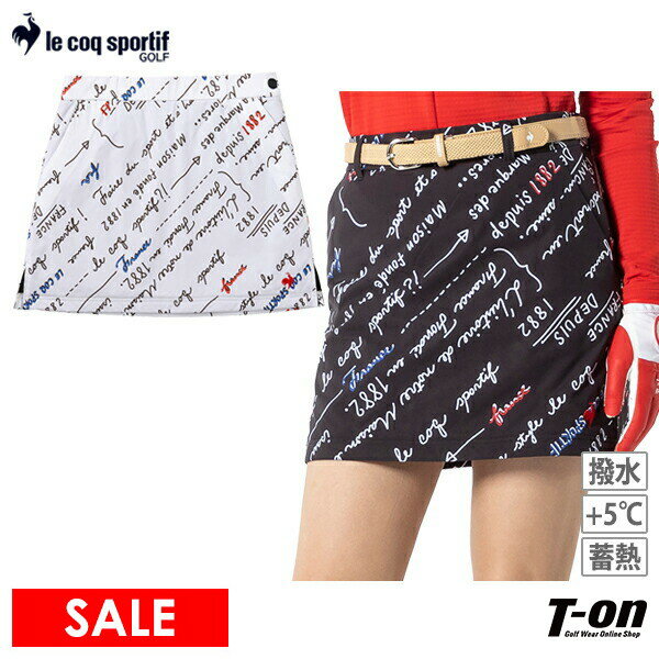 【ポイント10倍 1/6 12:59迄】【30％OFF SALE】ルコックスポルティフ ゴルフ ルコック le coq sportif GOLF レディース スカート +5℃ 蓄熱保温 撥水 ストレッチ 筆記体 手書き風 バイアスロゴ 総柄デザイン 裾スリット仕様 2024 秋冬 新作 ゴルフウェア