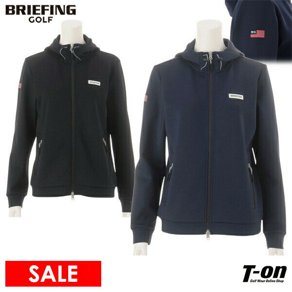 ブリーフィング ゴルフ BRIEFING GOLF レディース ブルゾン フルジップパーカー ストレッチ フード付き ダンボールニット素材 シリコンロゴワッペン バックエンボスロゴ 【送料無料】 2024 秋冬 新作 ゴルフウェア