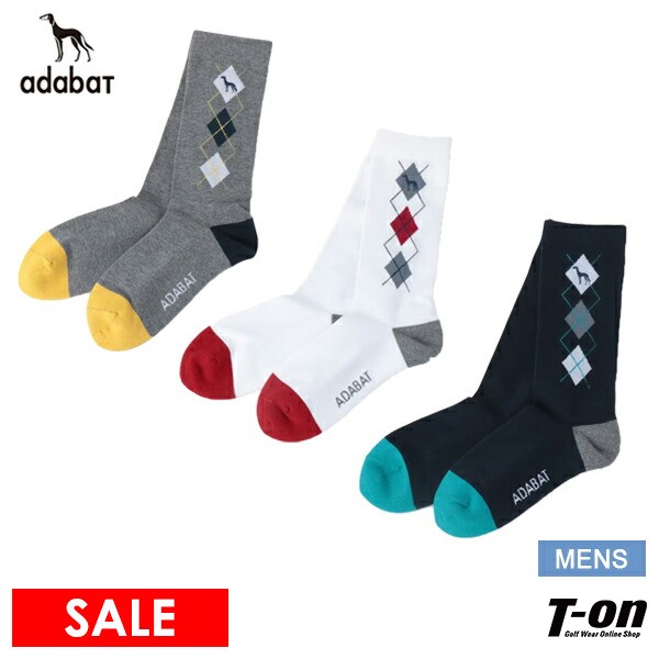 アダバット adabat メンズ ソックス アーガイルデザイン 普通丈ソックス 2024 秋冬 新作 ゴルフ