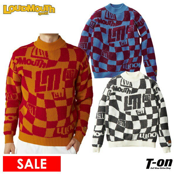 ラウドマウス ゴルフ LOUDMOUTH GOLF 日本正規品 日本規格 メンズ セーター ハイネック ロゴジャガード ローゲージニット 毛混紡 ロゴ刺繍 3Lまでご用意 【送料無料】 2024 秋冬 新作 ゴルフウェア