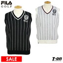 【30%OFF SALE】フィラ フィラゴルフ FILA GOLF メンズ ベスト ニットベスト Vネック ストライプ柄 ロゴ刺繍 M〜3Lまで ゴルフウェア
