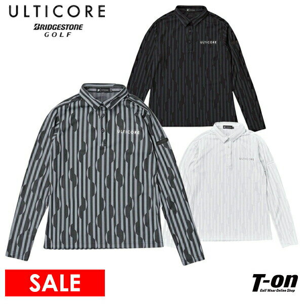 アルティコア ブリヂストン ゴルフ ULTICORE BRIDGESTONE GOLF レディース ポロシャツ 長袖 4WAYストレッチ ストライプ柄ジャガード 総柄 共衿シャツ M〜3L ロゴプリント 【送料無料】 2024 秋冬 新作 ゴルフウェア その1