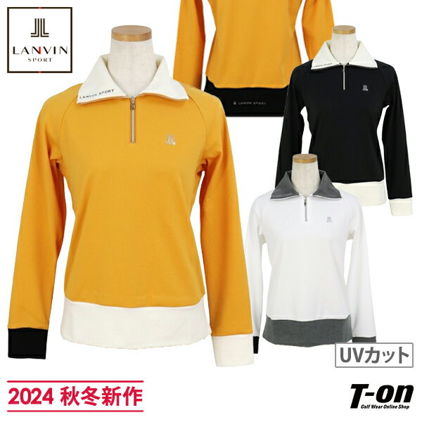 【ポイント10倍 11/11 1:59迄】ランバン スポール LANVIN SPORT 日本正規品 レディース ポロシャツ 長袖 ハーフジップアップ ハイネックにもなる ロールカラー UVカット 配色デザイン 3Lまでご用意 【送料無料】 2024 秋冬 新作 ゴルフウェア