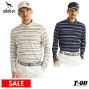 【50%OFF SALE】アダバット adabat メンズ ポロシャツ 長袖 ハイネックシャツ 【吸湿発熱】ボーダーデザイン 長袖ハーフジッププルオーバー ゴル...