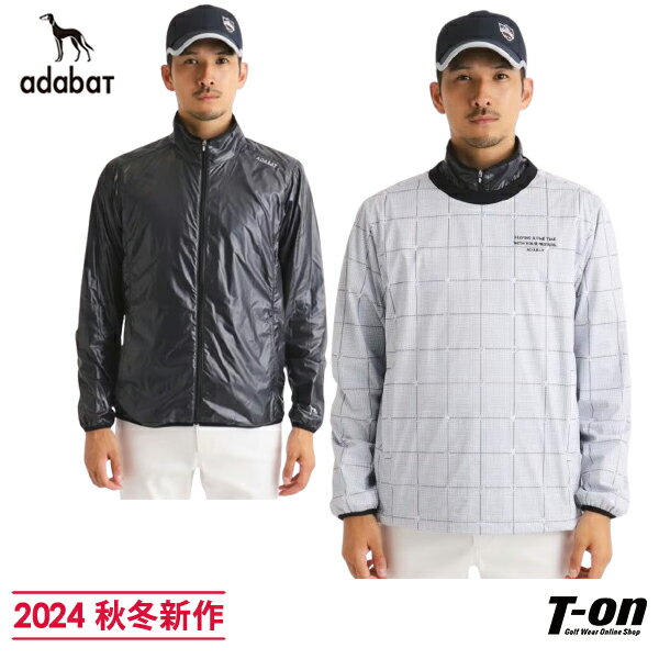アダバット adabat メンズ ブルゾン 蓄熱裏地付 撥水 防風 セットアイテム グレンチェックデザイン ライトアウター 【送料無料】 2024 秋冬 新作 ゴルフウェア