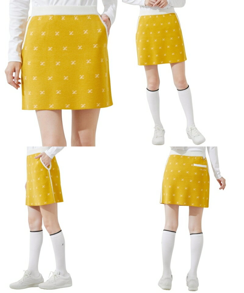 【50％OFF SALE】ジュン＆ロペ ジュンアンドロペ JUN＆ROPE レディース スカート ニットスカート プルオンスカート ウエストリブ ロゴモチーフ飛び柄 配色デザイン 【送料無料】 ゴルフウェア
