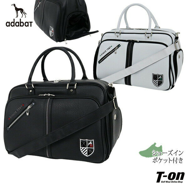 アダバット adabat メンズ レディース ボストンバッグ シューズインポケット付き 型押しレザー調 エンブレムワッペン サルーキー犬刺繍 【送料無料】 ゴル...