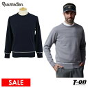 【30%OFF SALE】レザレクション Resurrection メンズ セーター クルーネック ニットプルオーバー 前後ロゴデザイン 配色ライン 薄手ニット...