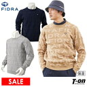 【30%OFF SALE】フィドラ FIDRA メンズ セーター クルーネックニット プルオーバー 保温 ジャガードロゴ 総柄デザイン ゴルフウェア