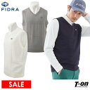 【30%OFF SALE】フィドラ FIDRA メンズ ベスト ニットベスト Vネックベスト 後ろ身頃防風裏地付 チェック柄ジャガード ロゴワッペン付 ゴルフウ...
