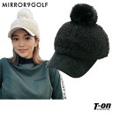 ミラーナインゴルフ MIRROR9GOLF レディース キャップ ボアキャップ 素材切替 つばフェイクスェード 梵天付き ゴルフ