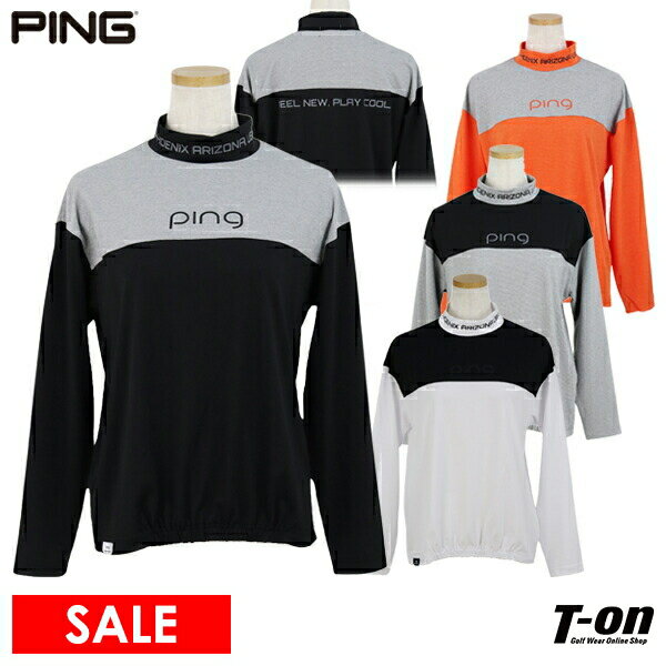 楽天【T-on】ティーオンピン PING レディース ハイネックシャツ 長袖 モックネックシャツ 吸水速乾 バイカラー ビッグシルエット ロゴプリント 【送料無料】 2024 春夏 新作 ゴルフウェア