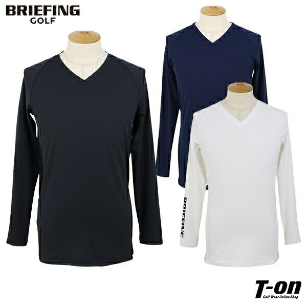 ブリーフィング ゴルフ BRIEFING GOLF メンズ インナーシャツ 長袖 Vネック アンダーシャツ MS UNDER SHIRT 吸水速乾 ストレッチ メッシュ調素材切替 ロゴプリント 【送料無料】 ゴルフウェア