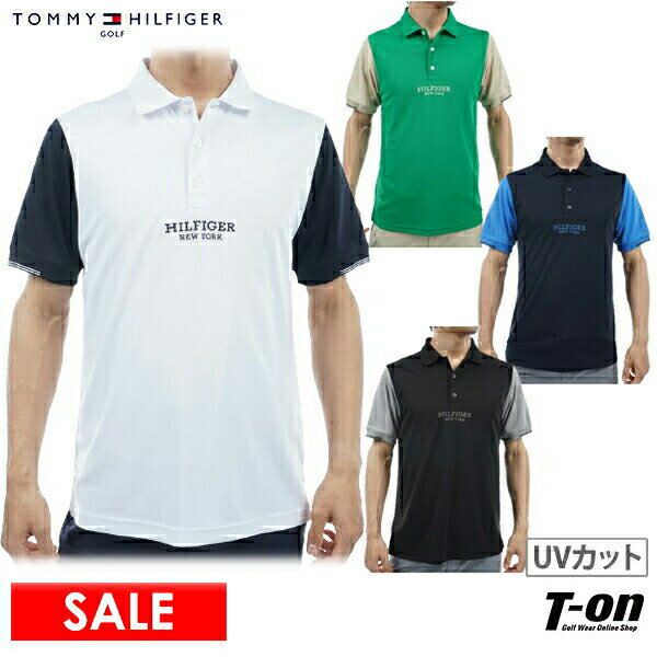 トミー ヒルフィガー ゴルフ TOMMY HILFIGER GOLF 日本正規品 メンズ ポロシャツ 半袖 UVカット 吸水速乾 抗菌防臭 カラーブロック 袖配色デザイン ロゴ刺繍 M～3Lまでご用意 【送料無料】 2024 春夏 新作 ゴルフウェア