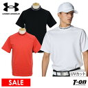 アンダーアーマー アンダーアーマー ゴルフ UNDER ARMOUR GOLF 日本正規品 メンズ ハイネックシャツ 半袖 モックネックシャツ UVカット 吸汗速乾 ストレッチ 衿ロゴプリント 2024 春夏 新作 ゴルフウェア