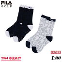 フィラ フィラゴルフ FILA GOLF レディース ソックス クルーソックス 足底パイルクッション付 滑り止め付 持続消臭 配色切替 グラフィックロゴ 2024 春夏 新作 ゴルフ