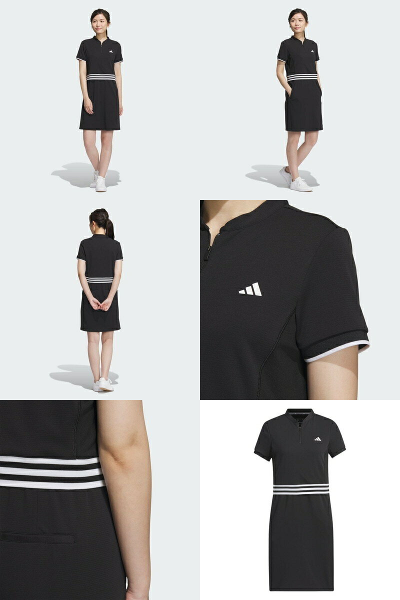 アディダス アディダスゴルフ adidas Golf 日本正規品 レディース ワンピース 半袖 ハーフジップアップ 吸汗速乾 ストレッチ レイヤード風デザイン 【送料無料】 2024 春夏 新作 ゴルフウェア