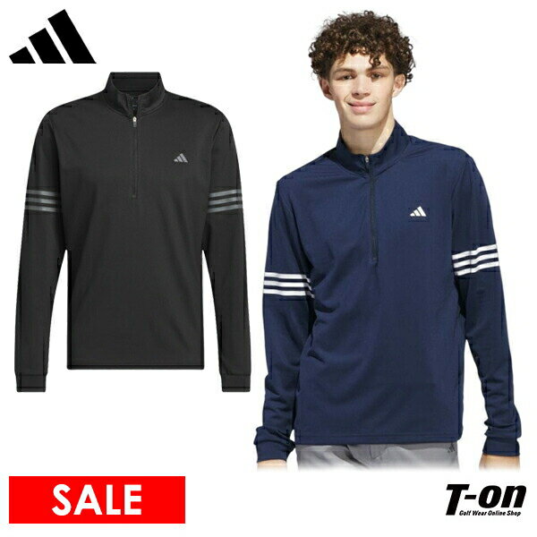 アディダス 【30％OFF SALE】アディダス アディダスゴルフ adidas Golf 日本正規品 メンズ ポロシャツ 長袖 ハーフジップシャツ ハイネックシャツ 3ストライプス 袖ラインデザイン ロゴプリント 2024 春夏 新作 ゴルフウェア