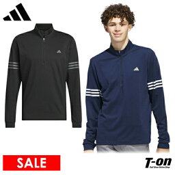 アディダス アディダス アディダスゴルフ adidas Golf 日本正規品 メンズ ポロシャツ 長袖 ハーフジップシャツ ハイネックシャツ 3ストライプス 袖ラインデザイン ロゴプリント 2024 春夏 新作 ゴルフウェア