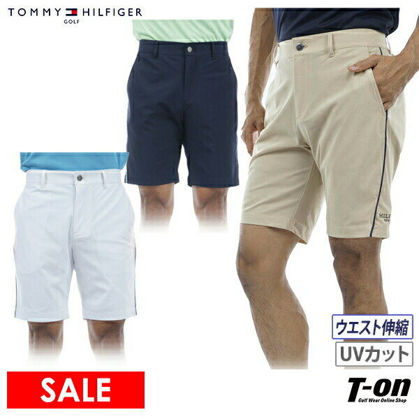 トミー ヒルフィガー ゴルフ TOMMY HILFIGER GOLF 日本正規品 メンズ パンツ ショートパンツ ハーフパンツ メッシュ調素材 UVカット 高通気 吸水速乾 ストレッチ サイドパイピングデザイン ロゴプリント M～3Lまで 【送料無料】 2024 春夏 新作 ゴルフウェア