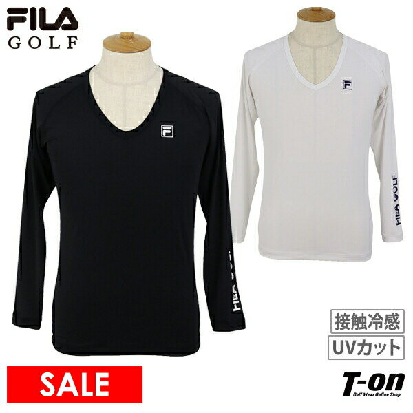 フィラ フィラゴルフ FILA GOLF メンズ インナーシャツ 長袖 Vネック アンダーウェア 接触冷感 UVカット 吸汗速乾 メッシュ素材切替 M～3Lまで 2024 春夏 新作 ゴルフウェア