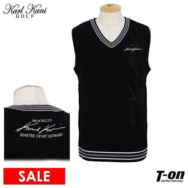 【30％OFF SALE】カール カナイ ゴルフ Karl Kani GOLF メンズ ベスト ニットベスト Vネック コットン混紡 ウォッシャブル ジャガードロゴ カレッジ風デザイン ゴルフウェア