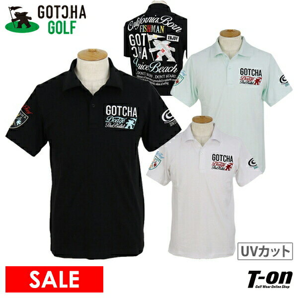 ガッチャ ガッチャゴルフ GOTCHA GOLF メンズ ポロシャツ 半袖 UVカット 吸水速乾 ストレッチ 綿混素材 フィッシュマン＆ロゴデザイン バック刺繍 M 4Lまでご用意 2024 春夏 新作 ゴルフウェア