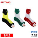 【50%OFF SALE】アルチビオ archivio メンズ ソックス クルー丈ソックス 足底パイルクッション付 コットン混 バイカラー 配色デザイン ゴルフ