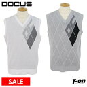 【10%OFF SALE】ドゥーカス DOCUS メンズ ベスト Vネック ニットベスト アーガイル柄 シリコンロゴワッペン 【送料無料】 ゴルフウェア