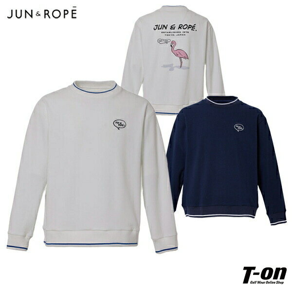 ジュン＆ロペ ジュンアンドロペ JUN＆ROPE メンズ トレーナー クルーネックプルオーバー 吸汗速乾 フラミンゴ バックロゴプリント 【送料無料】 2024 春夏 新作 ゴルフウェア