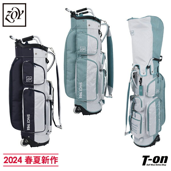 楽天【T-on】ティーオンゾーイ ZOY メンズ レディース キャディバッグ キャスター付きキャディバッグ 9型 47インチ対応 リップストップ調素材 ロゴ刺繍 【送料無料】 2024 春夏 新作 ゴルフ