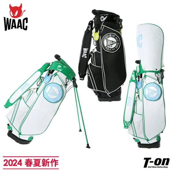 楽天【T-on】ティーオンワック WAAC 日本正規品 メンズ レディース キャディバッグ 9型 スタンド式キャディバッグ ナイロンツイル素材 ボールホルダー付き スマホポケット付き 多ポケット ロゴデザイン 【送料無料】 2024 春夏 新作 ゴルフ