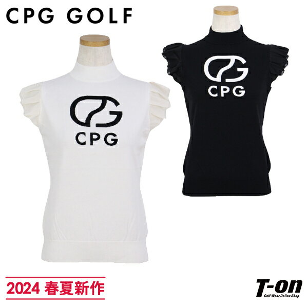 シーピージー ゴルフ CPG GOLF レディース セーター ハイネック フリル袖 サマーニットプルオーバー インターシャロゴ  2024 春夏 新作 ゴルフウェア