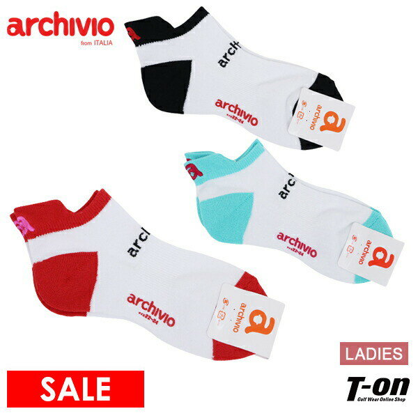 【40％OFF SALE】アルチビオ archivio レディース ソックス アンクル丈ソックス スニーカー丈ソックス バイカラー ジャガードロゴ 足底パイルクッション付き ゴルフ